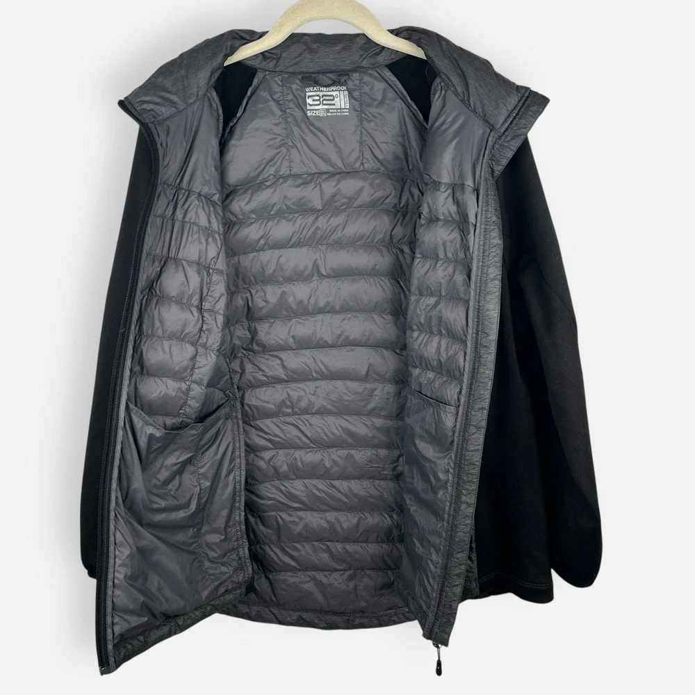 32 Degrees Weatherproof Puffer Jacket Coat Womens XXL Gray Black‎ Down Mock Neck